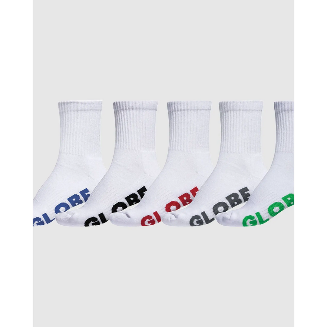 Globe Stealth Crew Socks 5 Pack White 