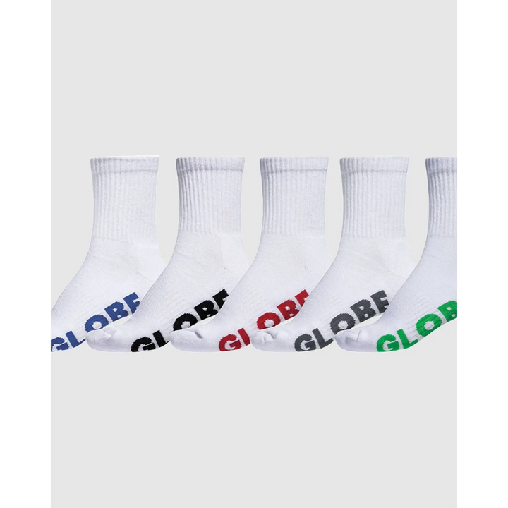 Globe Stealth Crew Socks 5 Pack White 