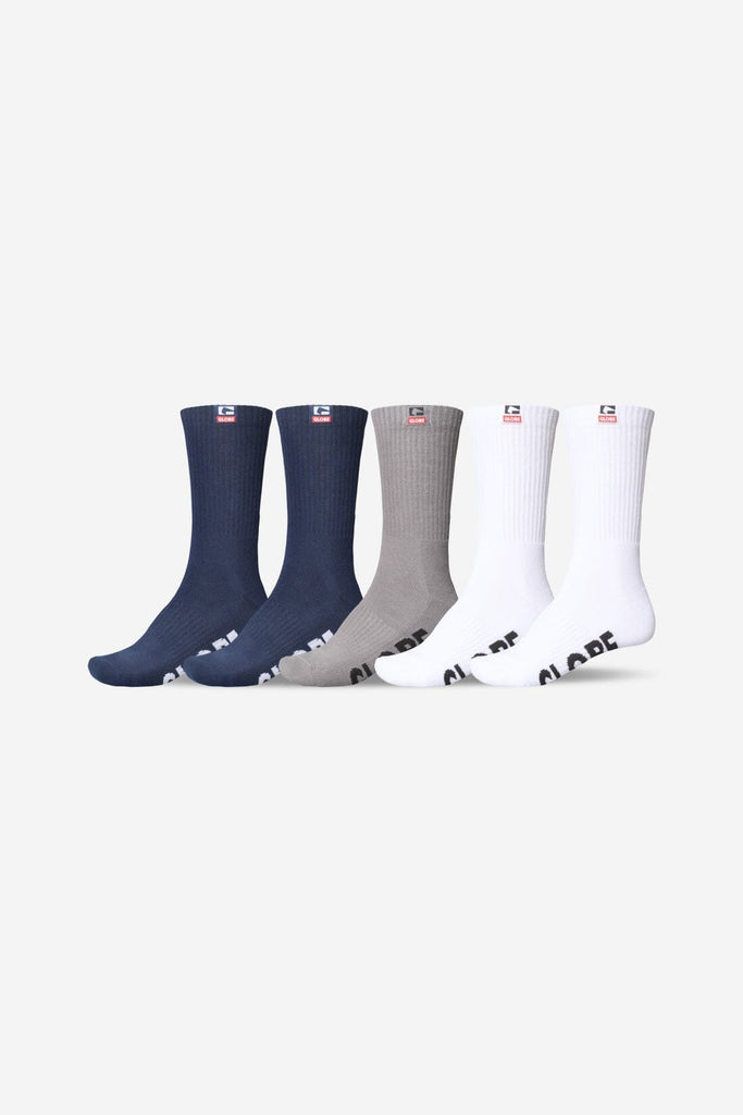 Globe Woven Logo Hi Crew 5 Pack Socks 