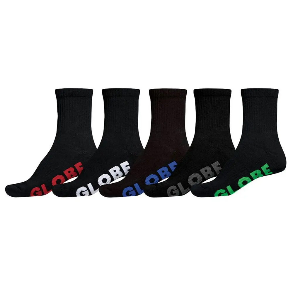 Globe Boys Stealth Crew Sock 5-Pack Black 