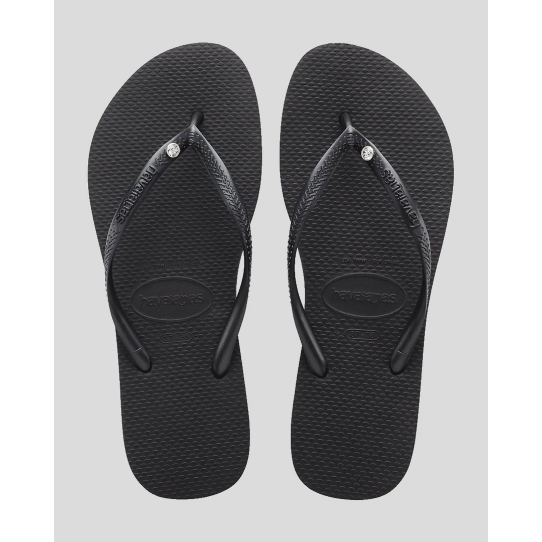 Havaianas Slim Swarovski II Crystal Jandals Black 35/36 Brazil 