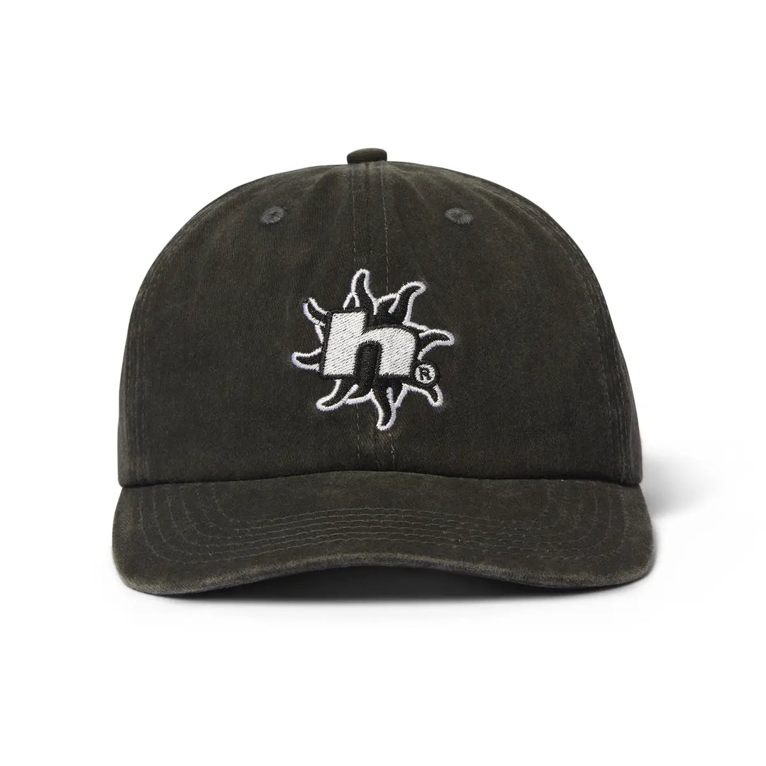 HUF Sol Denim 6 Panel Curved Visor Washed Hat - Washed Black
