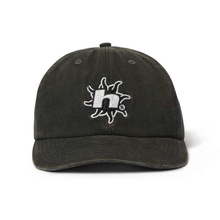 HUF Sol Denim 6 Panel Curved Visor Washed Hat - Washed Black