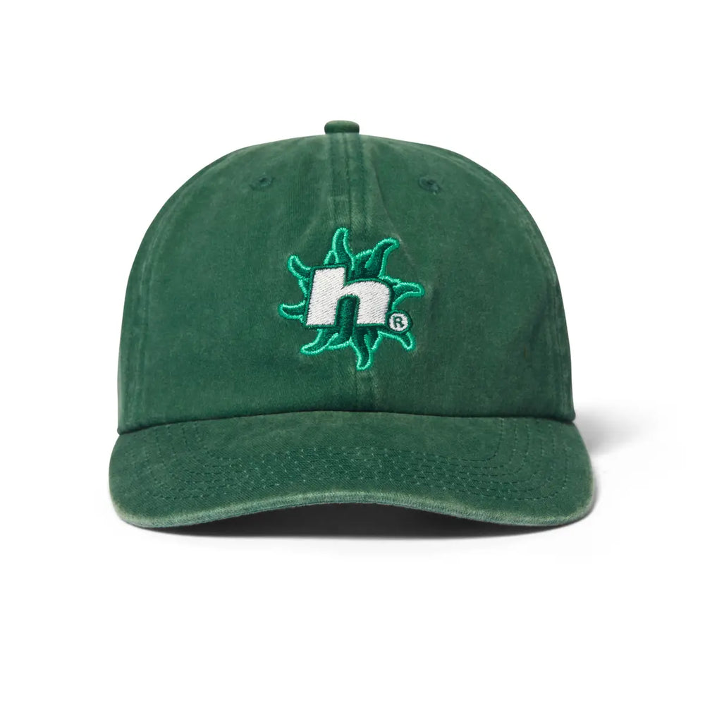 HUF Sol Denim 6 Panel Curved Visor Washed Hat - Forest Green