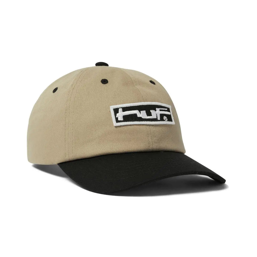 HUF Stretch Logo 6 Panel Curved Visor Hat Clay 