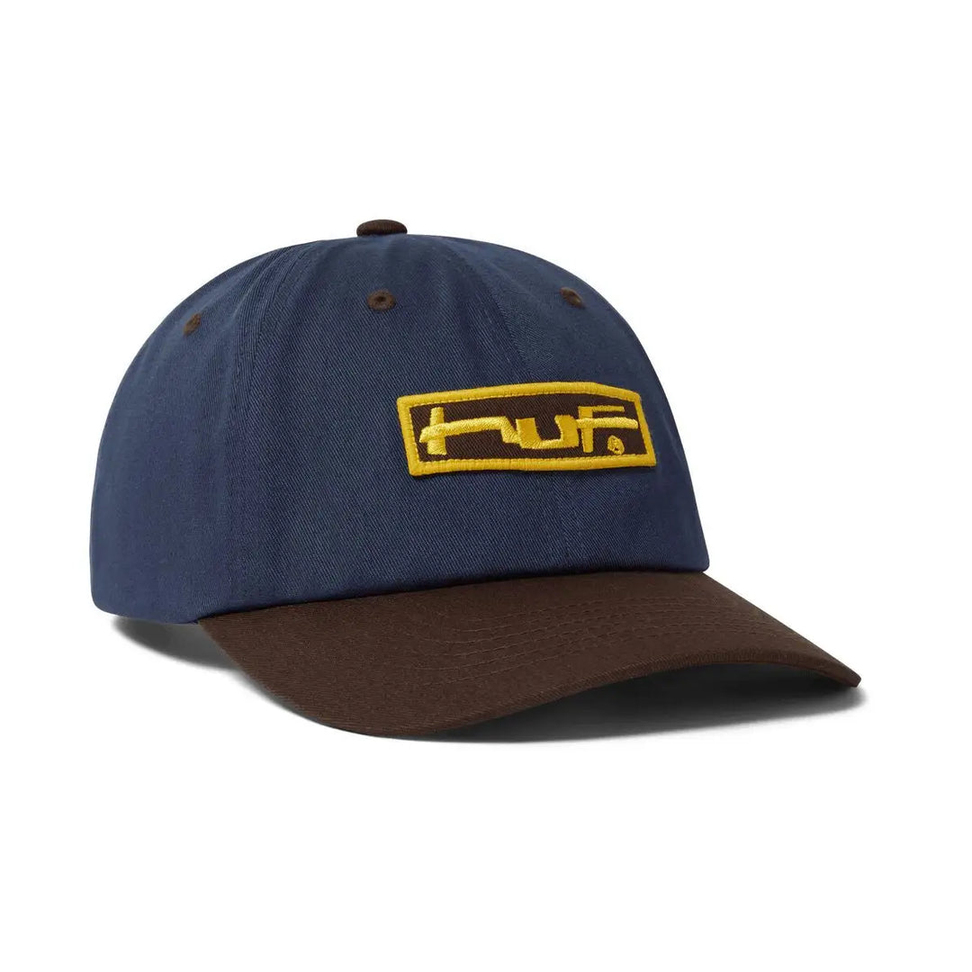 HUF Stretch Logo 6 Panel Curved Visor Hat Navy 