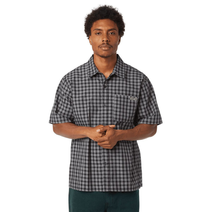 HUF Stretch Micro Plaid Shirt Black S 