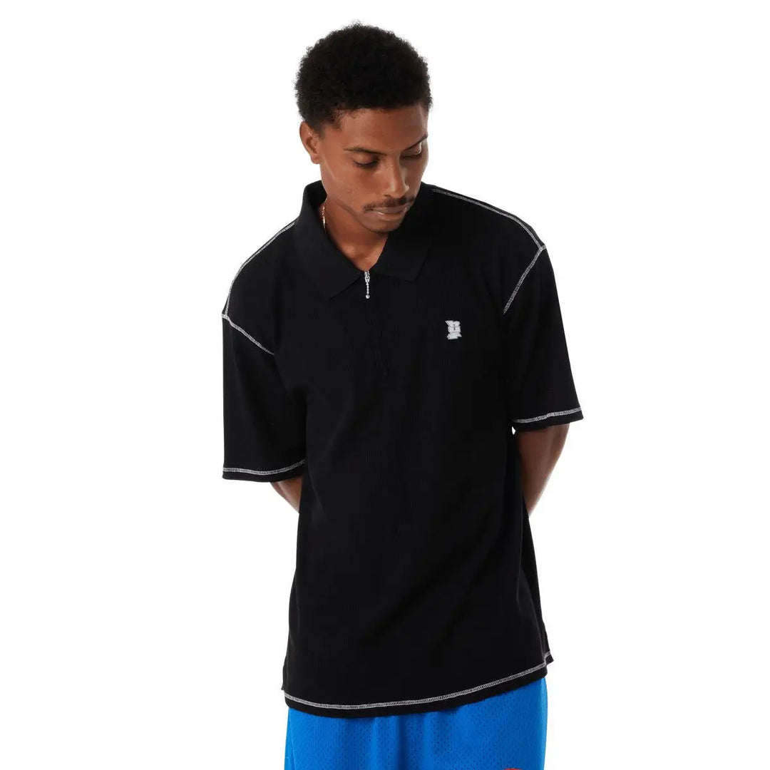 HUF Waffle Knit Contrast Polo Top 