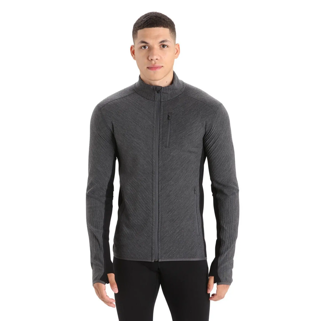 Icebreaker Descender Long Sleeve Zip Jet Heather / Black S 