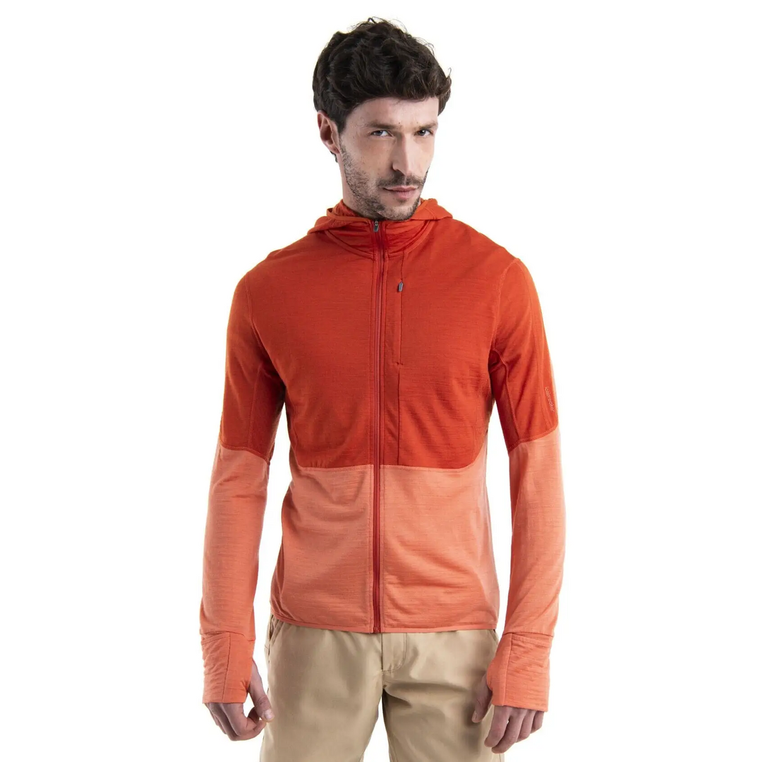 Icebreaker Merino 200 RealFleece Descender Long Sleeve Zip Hoodie Molten / Ember S 