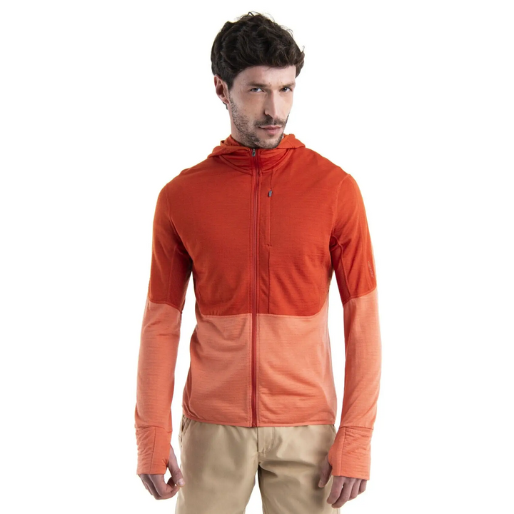 Icebreaker Merino 200 RealFleece Descender Long Sleeve Zip Hoodie Molten / Ember S 