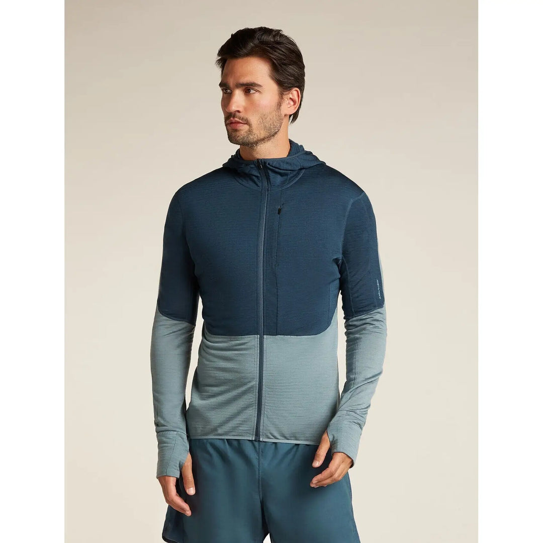 Icebreaker Merino Blend 200 Realfleece Descender Long Sleeve Zip Hoodie Abyss / Blue Ash S 