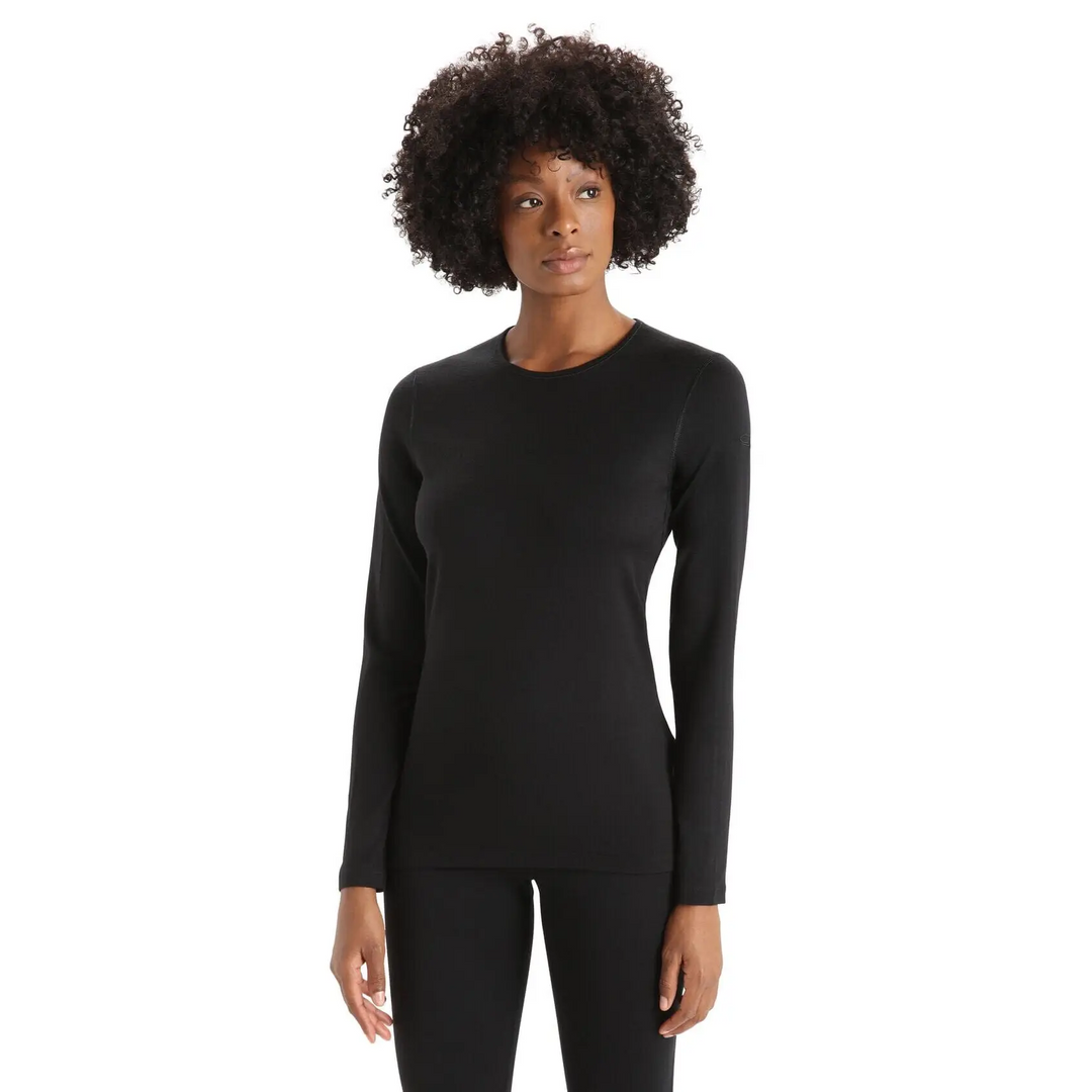 Icebreaker Womens 200 Oasis Long Sleeve Crewe Black XS 