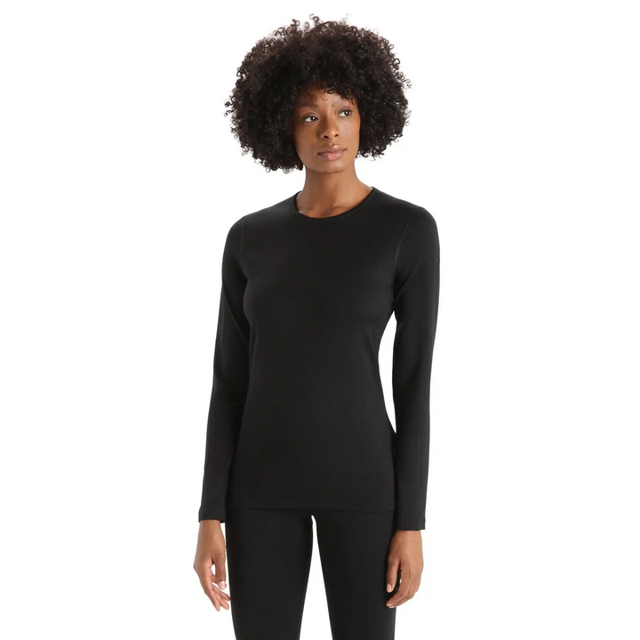 Icebreaker Womens 200 Oasis Long Sleeve Crewe Black XS 