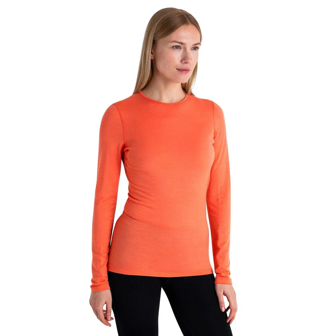 Icebreaker Womens 200 Oasis Long Sleeve Crewe Tang XS 