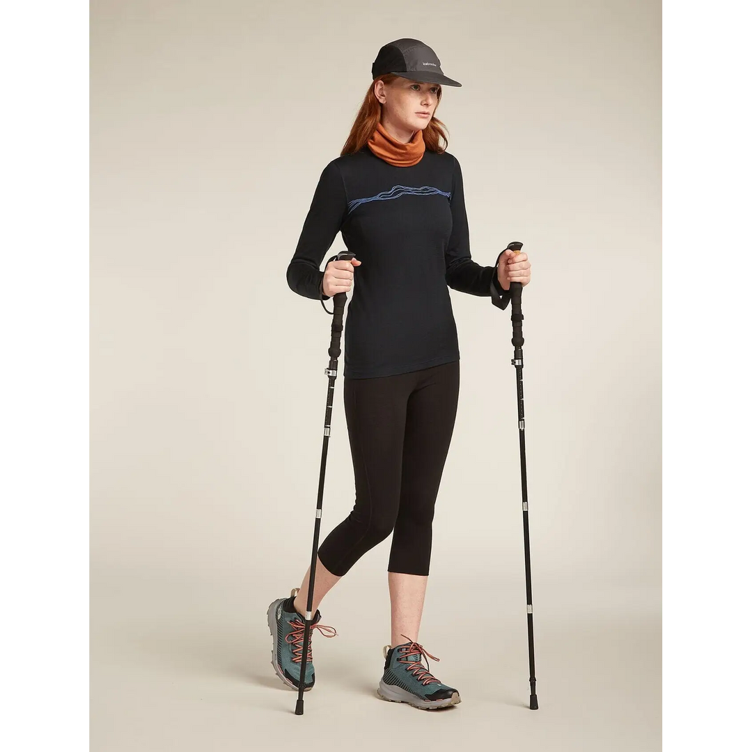 Icebreaker Womens Merino 200 Oasis Long Sleeve Crewe Mountain Pulse 