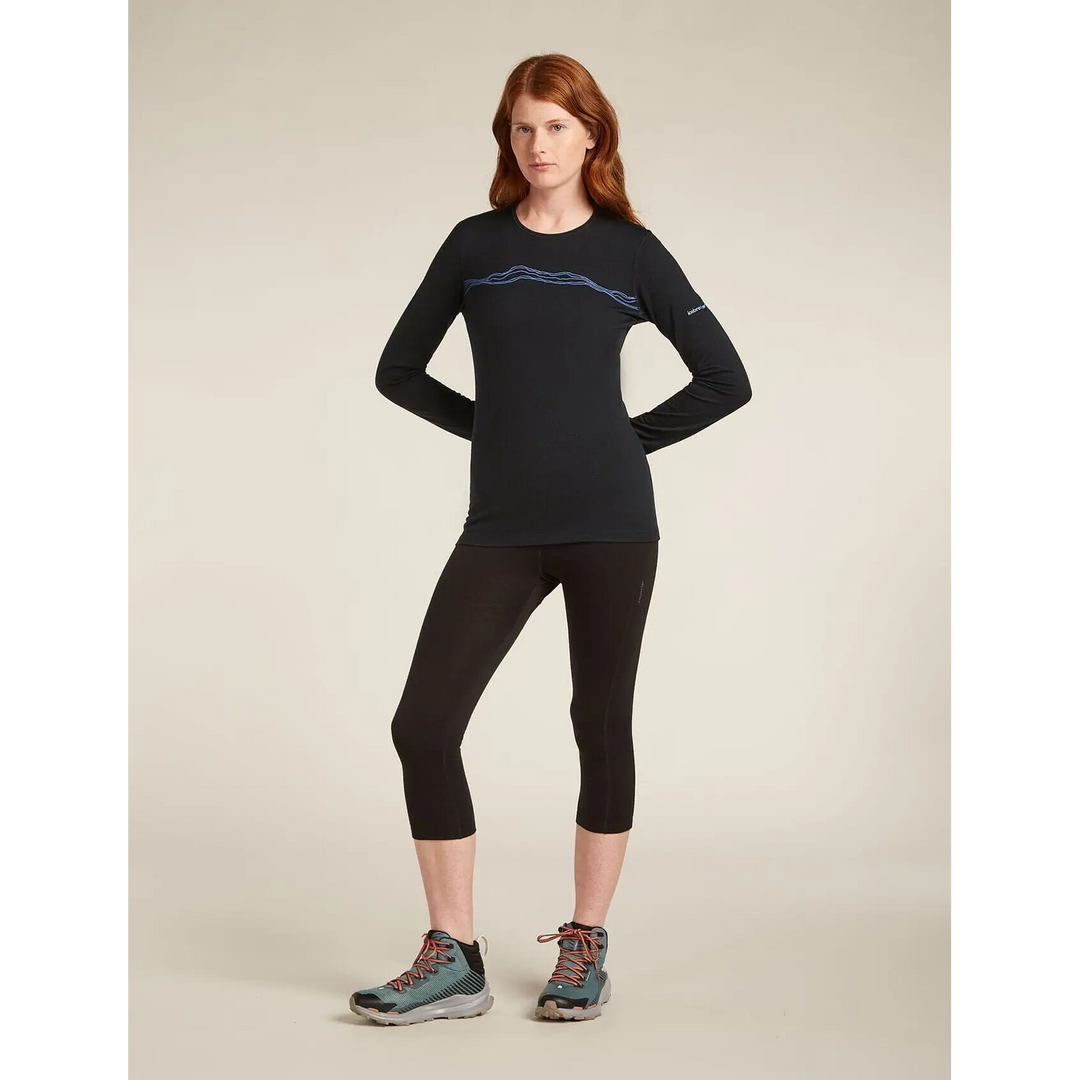 Icebreaker Womens Merino 200 Oasis Long Sleeve Crewe Mountain Pulse 