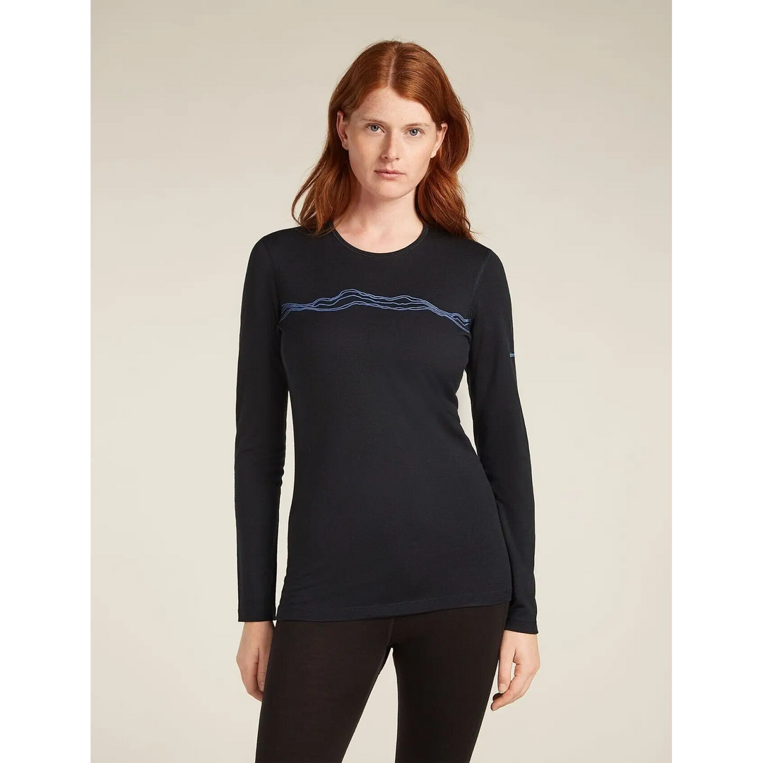 Icebreaker Womens Merino 200 Oasis Long Sleeve Crewe Mountain Pulse 