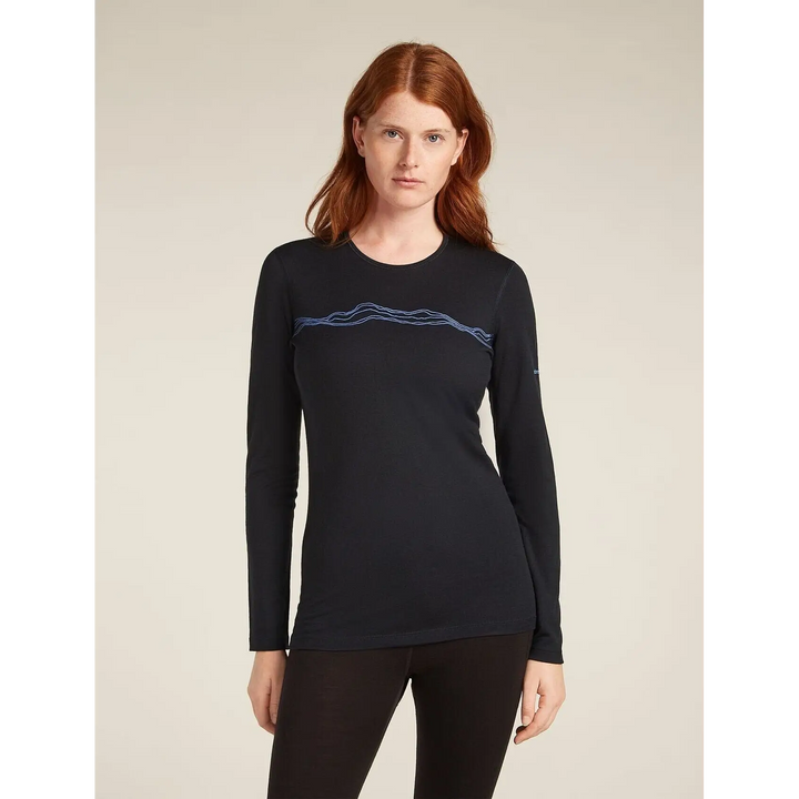 Icebreaker Womens Merino 200 Oasis Long Sleeve Crewe Mountain Pulse 