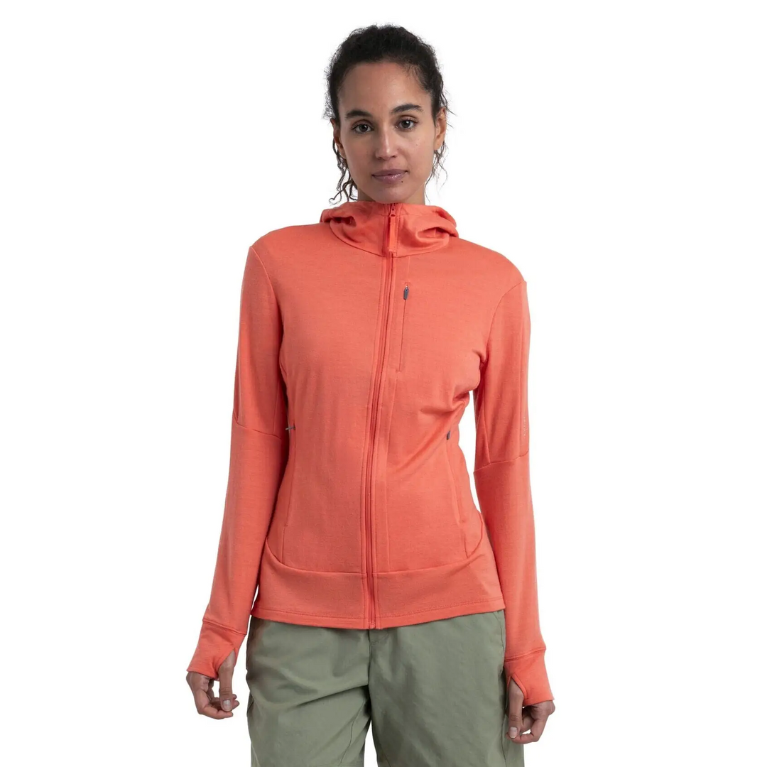Icebreaker Womens Merino 260 Quantum IV Long Sleeve Zip Hoodie Tang XS 