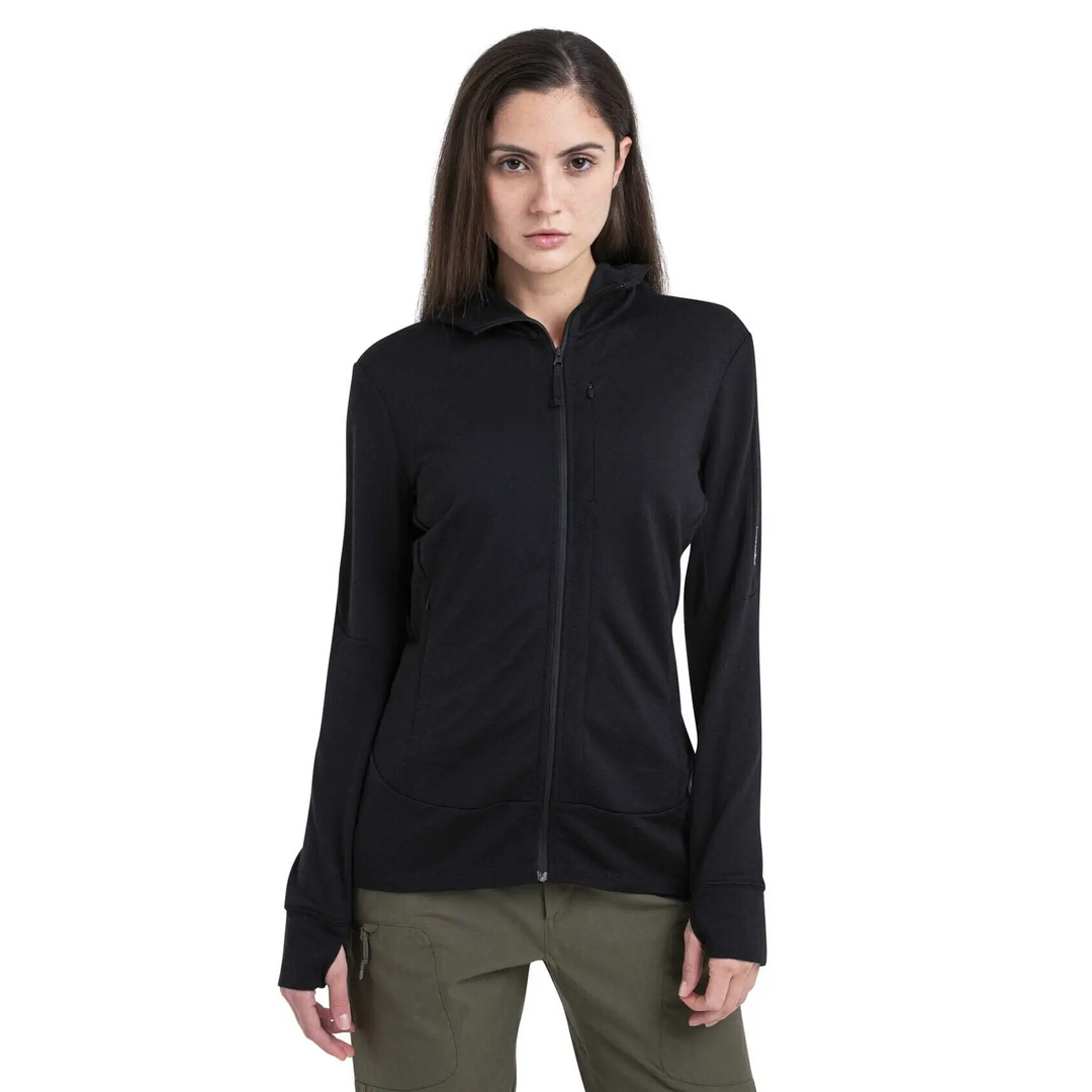 Icebreaker Womens Merino 260 Quantum IV Long Sleeve Zip Hoodie Black XS 