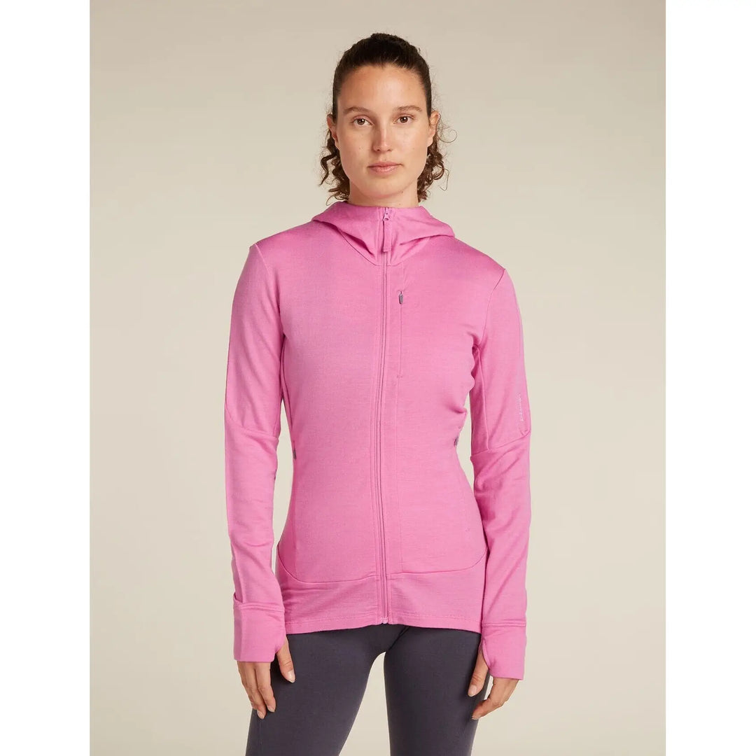 Icebreaker Womens Merino 260 Quantum Long Sleeve Zip Hoodie Pop S 