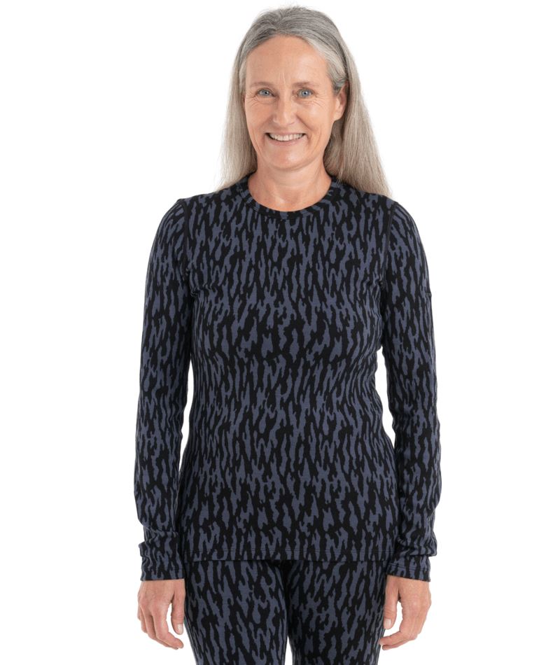 Icebreaker Womens Merino 260 Vertex Long Sleeve Crewe Glacial Flow 