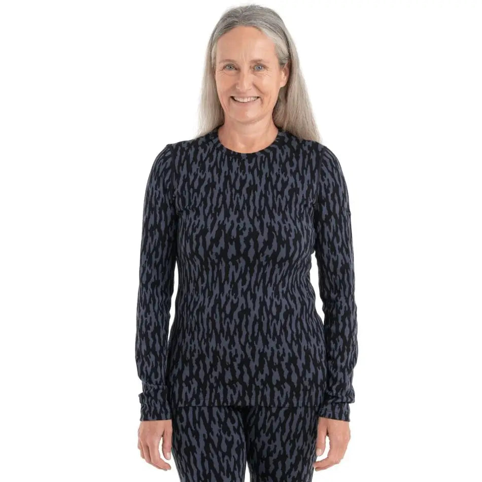 Icebreaker Womens Merino 260 Vertex Long Sleeve Crewe Glacial Flow 
