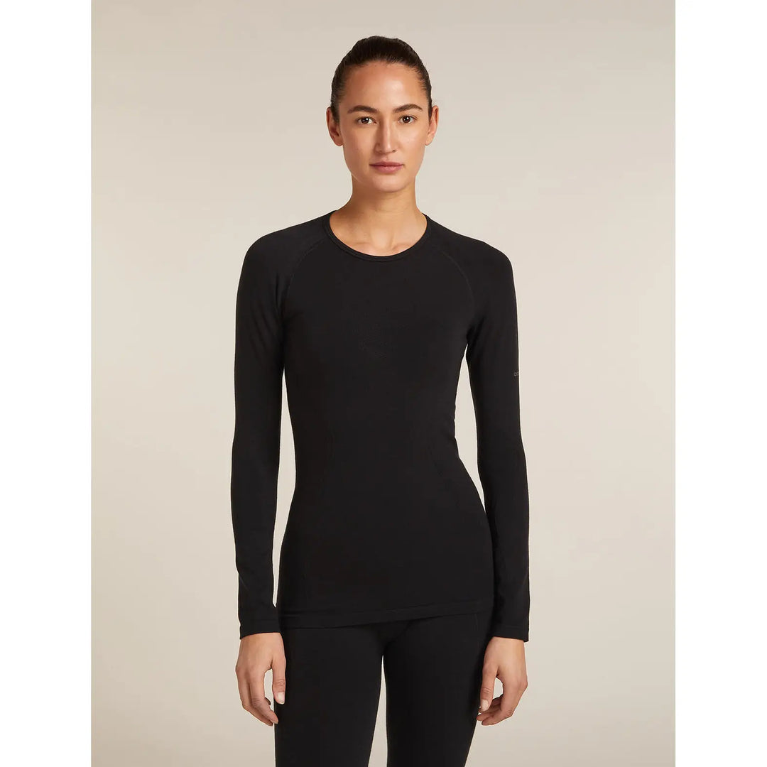 Icebreaker Womens Merino Blend 260 Zoneknit Seamless Long Sleeve Crew - Black / S