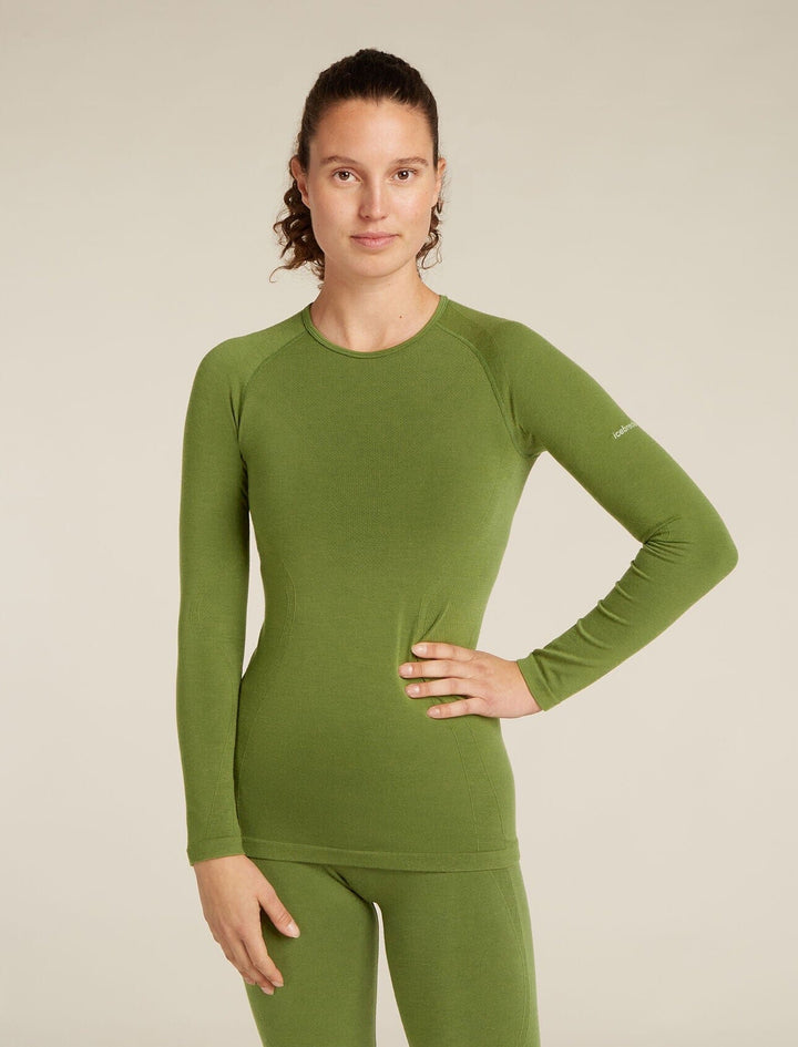 Icebreaker Womens Merino Blend 260 ZoneKnit Seamless Long Sleeve Crewe Sphagnum S 