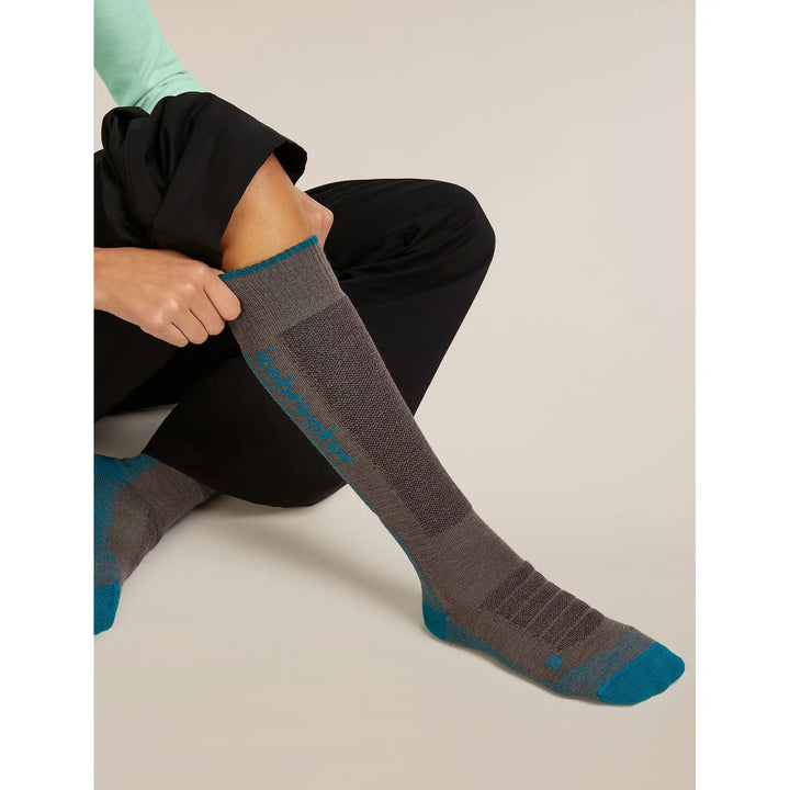 Icebreaker Womens Merino Blend Ski+ Medium OTC Socks - Porcini / Tidal Teal / Java / S