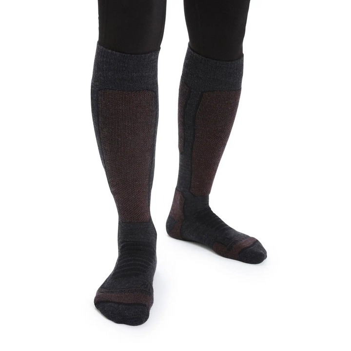 Icebreaker Womens Ski+ Medium Over The Calf Socks Jet Heather / Espresso S 