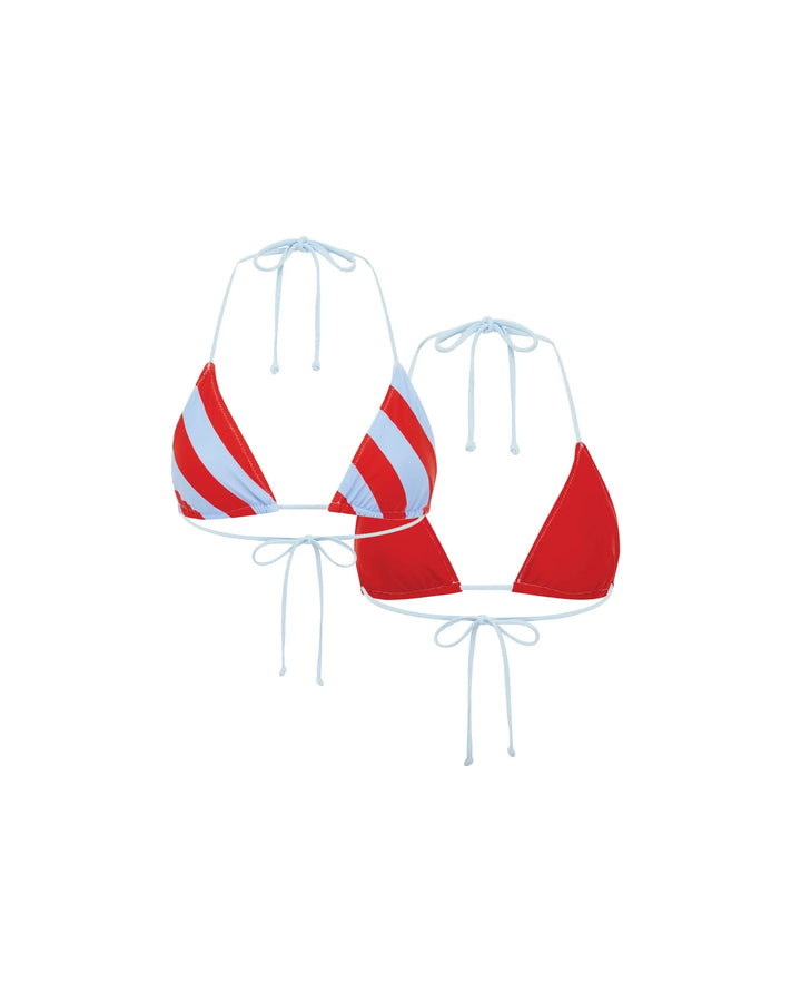 It's Now Cool Reverse Tri Tie Red Blue Stripe Bikini 