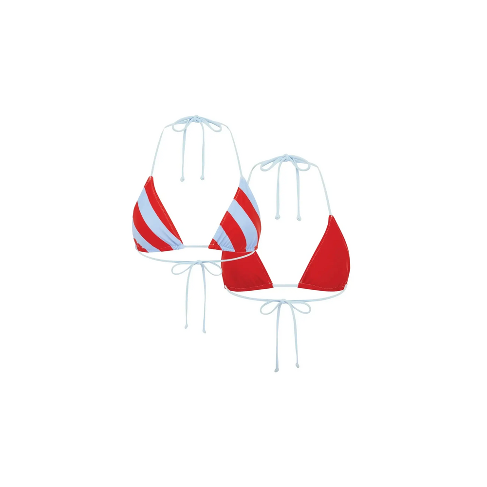It's Now Cool Reverse Tri Tie Red Blue Stripe Bikini 