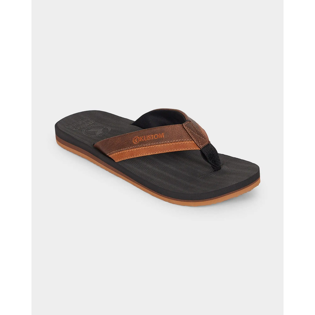 Kustom Burleigh Jandals Black / Brown 11 
