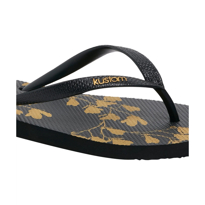 Kustom Classic Gold Floral Jandals 