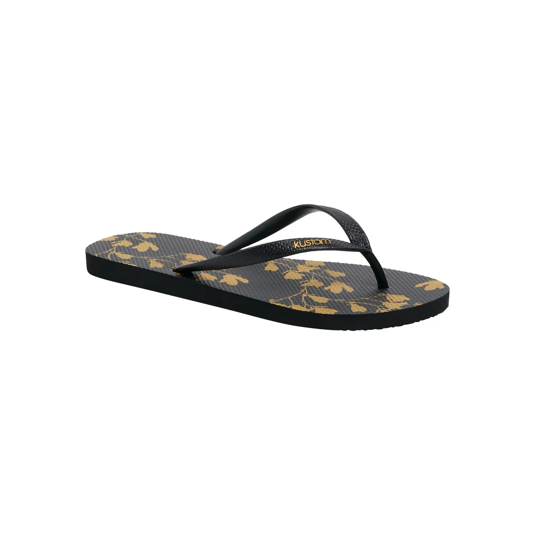 Kustom Classic Gold Floral Jandals 
