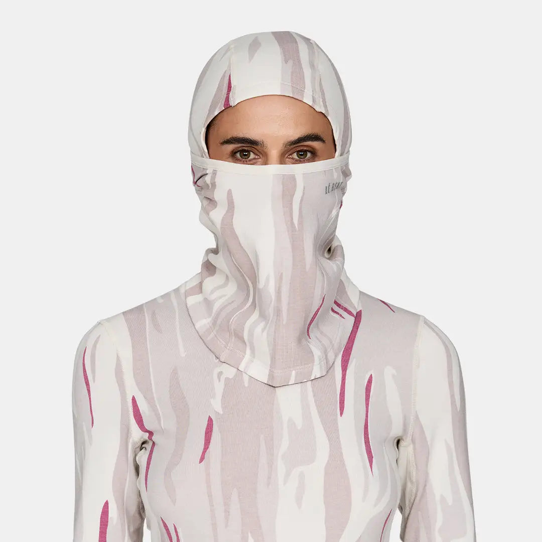 Le Bent Heavyweight Grid Fleece Balaclava - Ombre Snow Gum