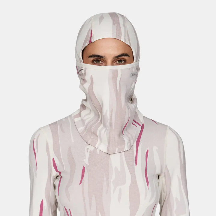 Le Bent Heavyweight Grid Fleece Balaclava - Ombre Snow Gum