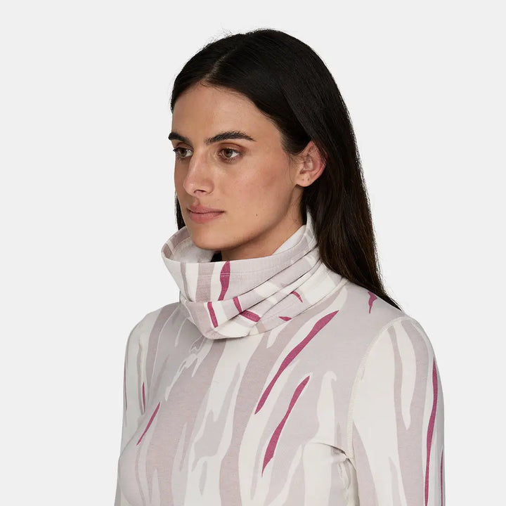 Le Bent Heavyweight Grid Fleece Neck Gaiter - Ombre Snow Gum