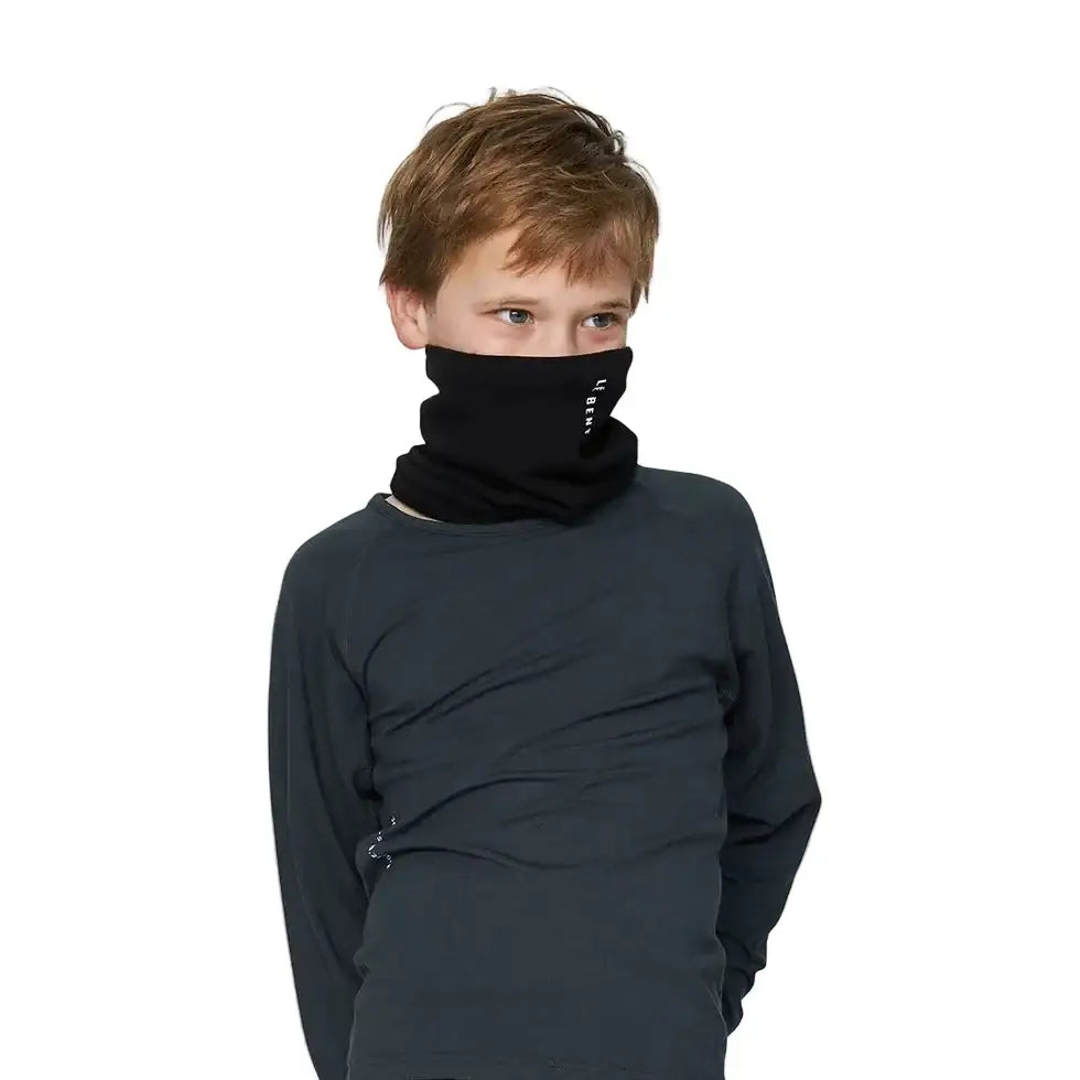 Le Bent Kids Heavyweight Grid Fleece Neck Gaiter - Black