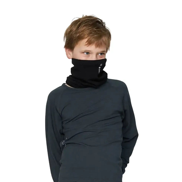 Le Bent Kids Heavyweight Grid Fleece Neck Gaiter - Black