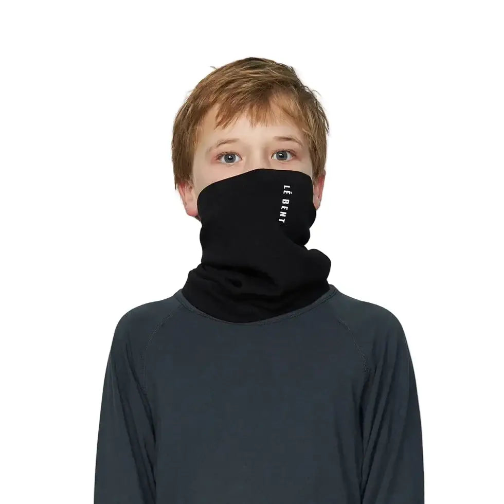 Le Bent Kids Heavyweight Grid Fleece Neck Gaiter - Black