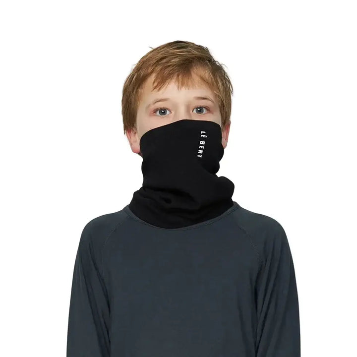 Le Bent Kids Heavyweight Grid Fleece Neck Gaiter - Black