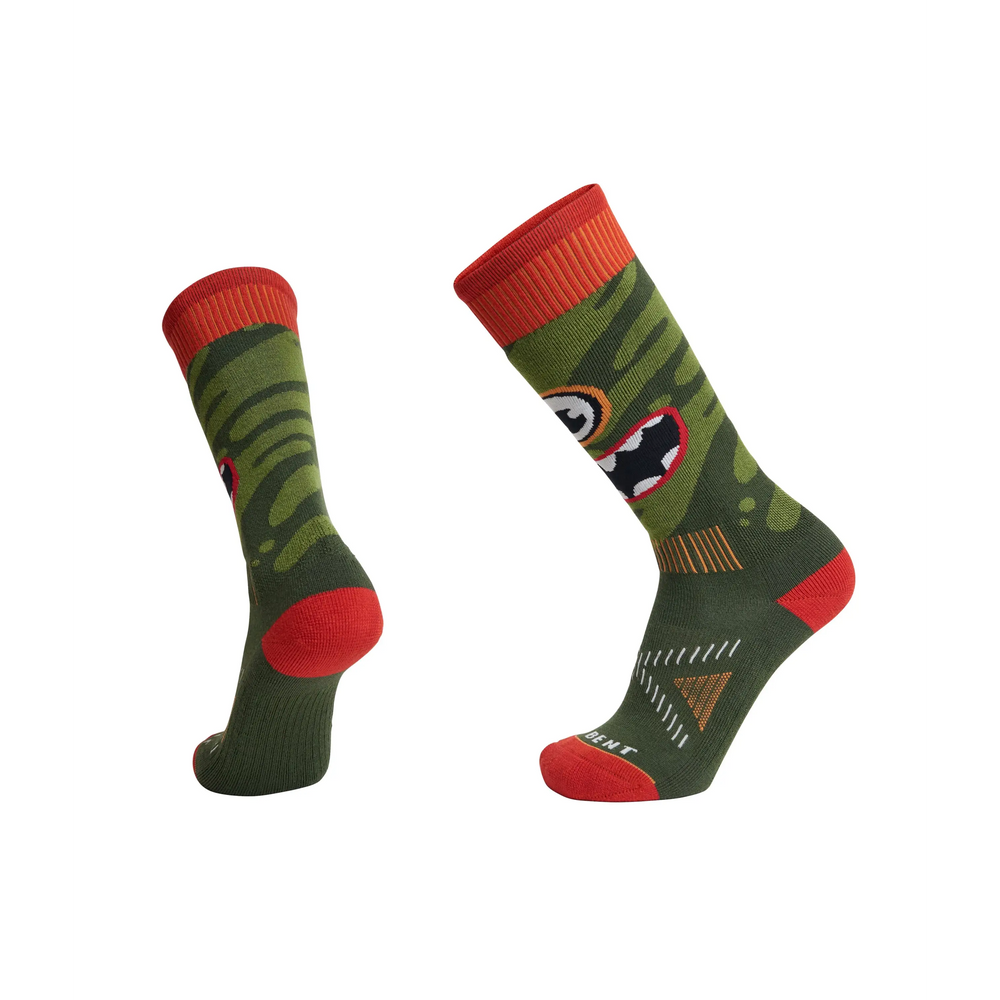 Le Bent Kids Monster Party Light Snow Sock Kombu Green S 