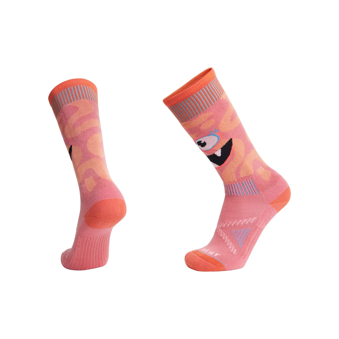 Le Bent Kids Monster Party Light Snow Sock Strawberry Pink S 