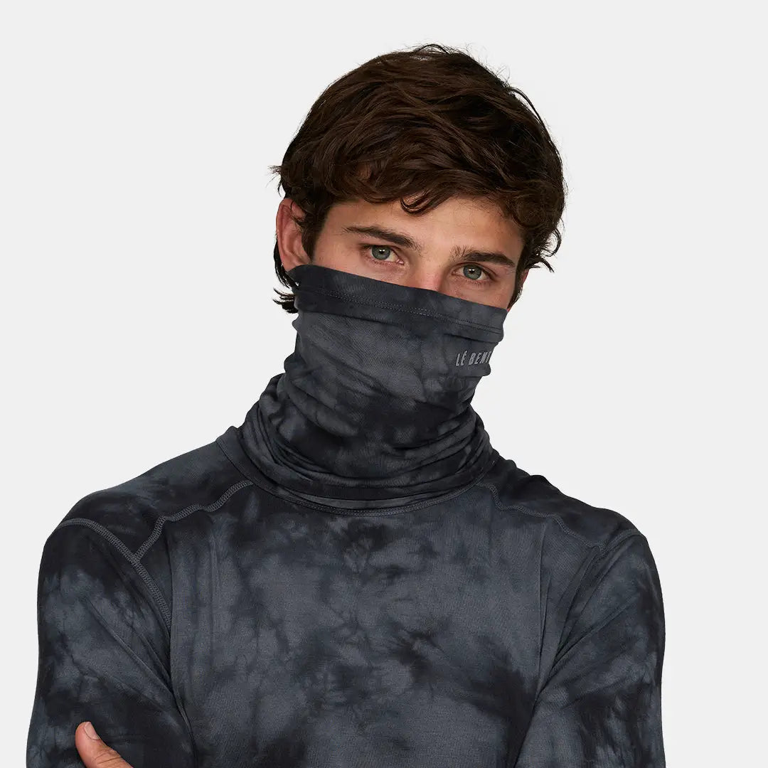 Le Bent Lightweight Neck Gaiter - Charcoal Tie Dye