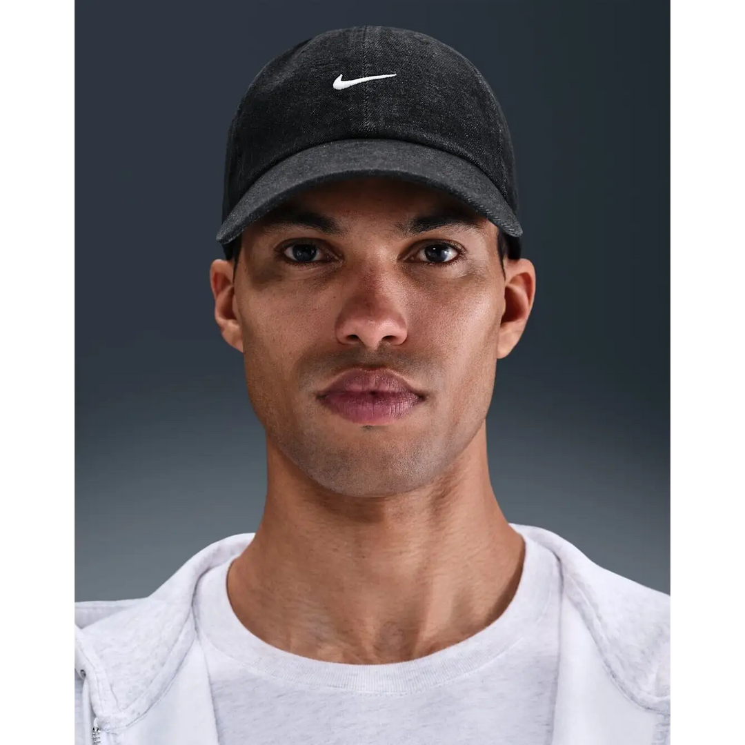 Nike Club Unstructured Denim Cap - Black / White 