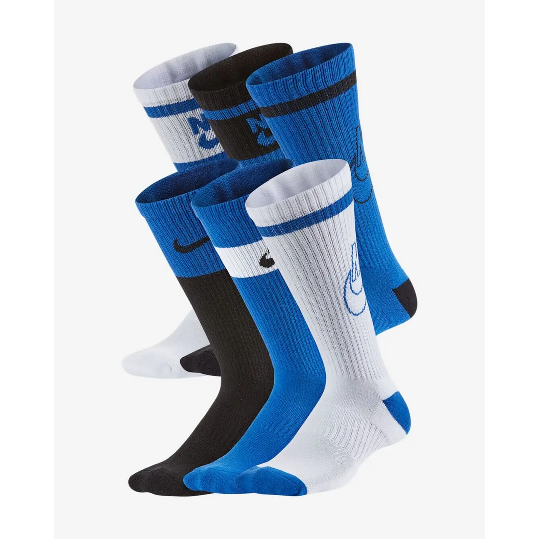 Nike Everyday Cushion Crew Youth 6-Pack Socks Blue Multi S 