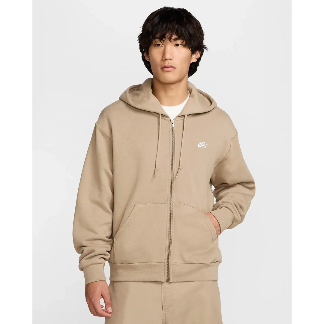 Nike SB Full Zip Essential Logo Hoodie Khaki / White M 